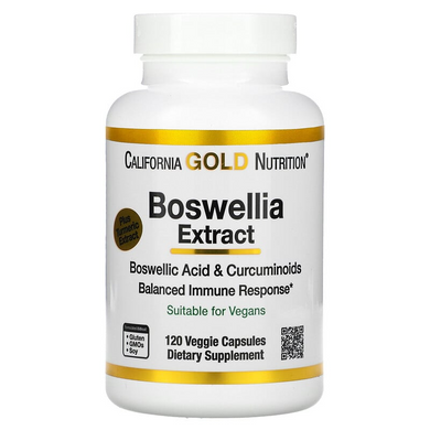 California Gold Nutrition, экстракт босвеллии с экстрактом куркумы, 250 мг, 120 вегетарианских капсул (CGN-01351), фото