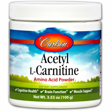 Ацетил -L карнітин, Carlson Labs, порошок 100 г (CAR-07925), фото