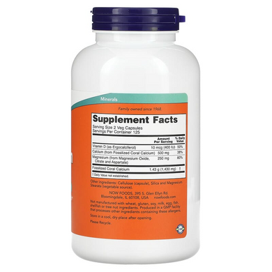 Кораловий кальцій Plus NOW Foods Coral Calcium Plus - 250 рослинних капсул, фото