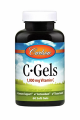 Вітамін C, C-Gel, Carlson Labs, 1000 мг, 60 гелевих капсул (CAR-03000), фото