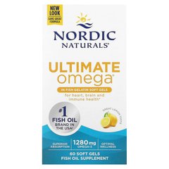 Nordic Naturals, Ultimate Omega, зі смаком лимона, 1280 мг, 60 капсул (NOR-01797), фото