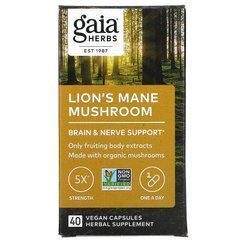 Gaia Herbs, Гриб левова грива, 40 веганських капсул (GAI-15175), фото