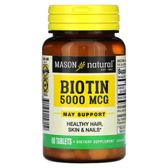 Mason Natural, Биотин, 5000 мкг, 60 таблеток (MAV-15615), фото