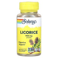 Корінь солодки, Organically Grown Licorice, Solaray, 450 мг, 100 капсул (SOR-19370), фото