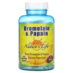 Nature's Life, бромелаин и папаин, 250 вегетарианских капсул (NLI-00356), фото