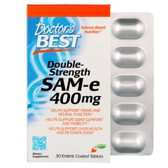 Doctor's Best, SAM-e, подвійна сила, 400 мг, 30 таблеток, покритих кишковорозчинною оболонкою (DRB-00151), фото