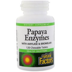 Папаин, Papaya Enzymes, Natural Factors, 120 таблеток (NFS-01749), фото