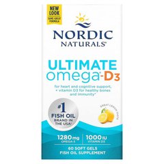 Nordic Naturals, Омега-D3 Ultimate, лимон, 1000 мг, 60 гелевих капсул (NOR-01794), фото