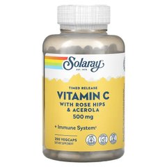 Solaray, вітамін C з повільним вивільненням, шипшина та ацеролу, 500 мг, 250 рослинних капсул (SOR-04401), фото