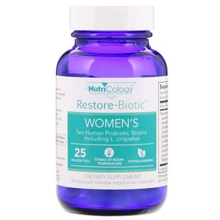 Nutricology, Restore-Biotic Women's, 25 мільярдів, 60 вегетаріанських капсул з відстроченим вивільненням (ARG-57330), фото