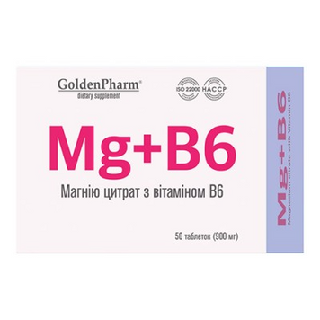 Golden Pharm, Магний В6, 50 таблеток (GLF-47352), фото