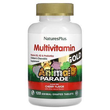 Nature's Plus, Source of Life, Animal Parade Gold, жевательные мультивитамины с микроэлементами для детей, со вкусом вишни, 120 таблеток в форме животных (NAP-29932), фото