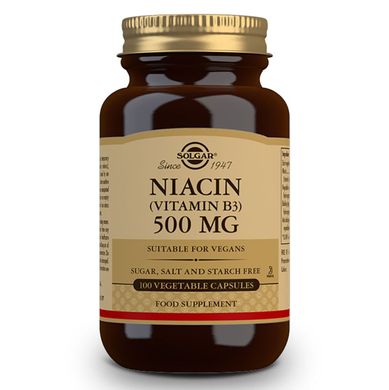 Solgar, витамин В3 (ниацин) 500 мг, 100 растительных капсул (SOL-01851), фото