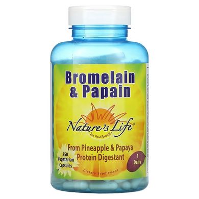 Nature's Life, бромелаин и папаин, 250 вегетарианских капсул (NLI-00356), фото