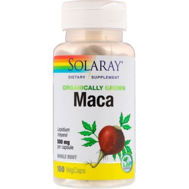 Мака, Maca, Solaray, органік, 500 мг, 100 капсул (SOR-27685), фото