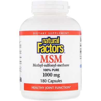 Метилсульфонилметан МСМ, MSM, Natural Factors, 1000 мг, 180 капсул (NFS-02653), фото