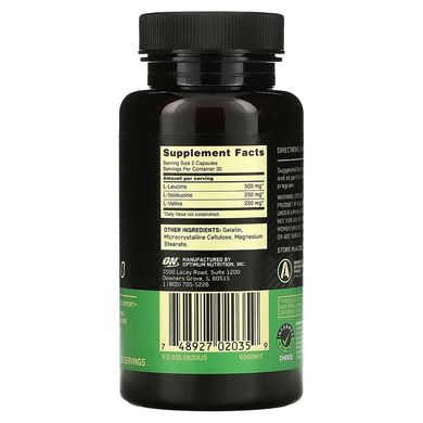Optimum Nutrition, BCAA 1000, 500 мг, 60 капсул (OPN-02035), фото