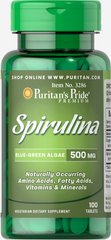 Спіруліна, Spirulina, Puritan's Pride, 500 мг, 100 таблеток (PTP-03286), фото