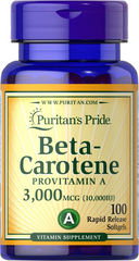 Бета каротин, Beta-Carotene, Puritan's Pride, 10,000 МО, 100 гелевих капсул (PTP-11520), фото