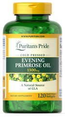 Масло вечірньої примули з ГЛК, Evening Primrose Oil, Puritan's Pride, 1300 мг, 120 гелевих капсул (PTP-13233), фото