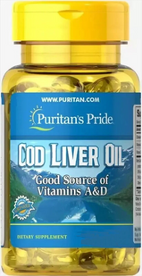 Puritan's Pride, Cod Liver Oil, 415 мг, 30 гелевых капсул (PTP-11152), фото