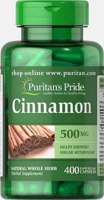 Puritan's Pride, Корица, Cinnamon, 500 мг, 400 капсул (PTP-14023), фото