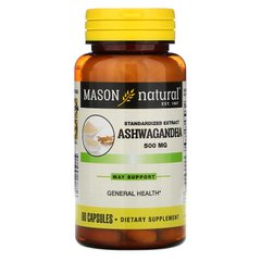 Ашваганда 500 мг, Ashwagandha, Mason Natural, 60 капсул (MAV-17875), фото