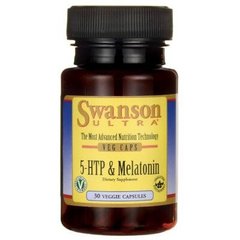 5 НТР + Мелатонин, 5-Htp + Melatonin, Swanson, 30 растительных капсул (SWV-02764), фото