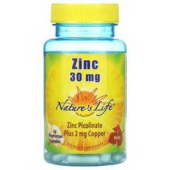 Nature's Life, Цинк, 30 мг, 50 вегетарианских капсул (NLI-00434), фото