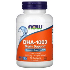 Now Foods, DHA-1000 для улучшения работы мозга, с повышенной силой действия, 1000 мг, 90 мягких таблеток (NOW-01614), фото