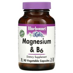 Bluebonnet Nutrition, магній та вітамін B6, 90 вегетаріанських капсул (BLB-00735), фото