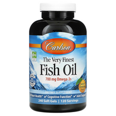 Carlson Labs, Найкращий риб'ячий жир, натуральний апельсиновий смак, 350 мг, 240 м'яких пігулок (CAR-01642), фото