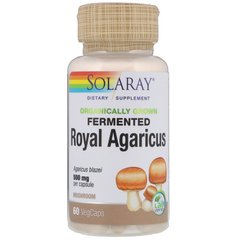 Королівський агарікус, Royal Agaricus, Solaray, органік, ферментований, 500 мг, 60 вегетаріанських капсул (SOR-15379), фото