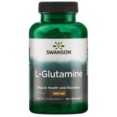 L- глютамин, L-Glutamine, Swanson, 500 мг, 100 капсул (SWV-01826), фото