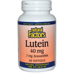 Лютеин, Lutein, Natural Factors, 40 мг, 60 капсул (NFS-01035), фото