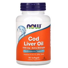Рыбий жир из печени трески, Cod Liver Oil, Now Foods, 1000 мг, 90 капсул, (NOW-01743), фото