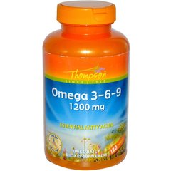 Омега 3 6 9, Omega 3-6-9, Thompson, 1200 мг, 120 капсул (THO-25381), фото