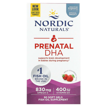 Nordic Naturals, пренатальная ДГК, клубничный вкус, 90 капсул (NOR-01753), фото