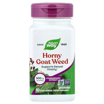 Екстракт епімедіуму 500 мг Nature's Way Horny Goat Weed - 60 веганських капсул, фото