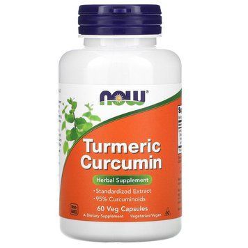 Куркума та куркумін NOW Foods Turmeric Curcumin - 60 рослинних капсул, фото