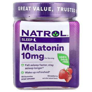 Natrol, Мелатонин, со вкусом клубники, 5 мг, 90 жевательных таблеток (NTL-07331), фото