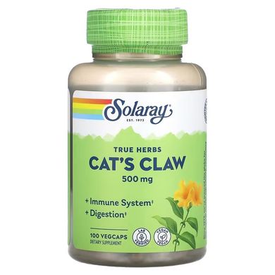 Solaray, кошачий коготь, 500 мг, 100 вегетарианских капсул (SOR-01125), фото