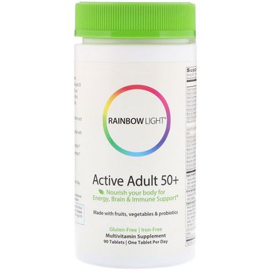 Rainbow Light, Active Adult 50+, мультивітаміни для дорослих віком від 50 років, 90 таблеток (RLT-10992), фото