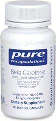 Бета-каротин (зі змішаними каротиноидами), Beta Carotene, Pure Encapsulations, 90 капсул (PE-00027), фото