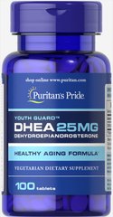 Puritan's Pride, ДГЕА, 25 мг, 100 таблеток (PTP-13421), фото