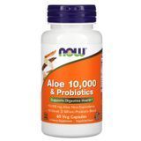 Алое 10000 з пробіотиками NOW Foods Aloe 10000 with Probiotics - 60 рослинних капсул, фото