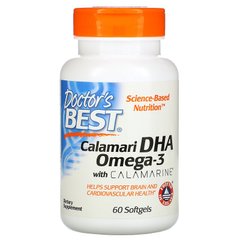 Doctor's Best, ДГК омега-3 из кальмаров с каламарином, 60 капсул (DRB-00259), фото