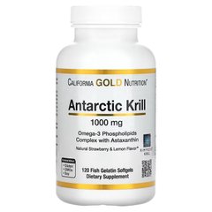 California Gold Nutrition, масло антарктического криля, комплекс фосфолипидов из омега-3 с астаксантином, натуральный клубнично-лимонный вкус, 1000 мг, 120 капсул из рыбьего желатина (CGN-01102), фото