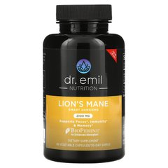 Dr Emil Nutrition, Lion's Mane Smart Shrooms, 2100 мг, 90 рослинних капсул (DEM-95626), фото