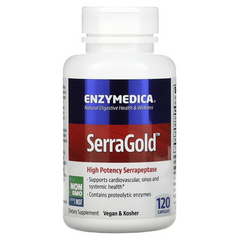 Enzymedica, SerraGold, высокоэффективная серрапептаза, 120 капсул (ENZ-26301), фото